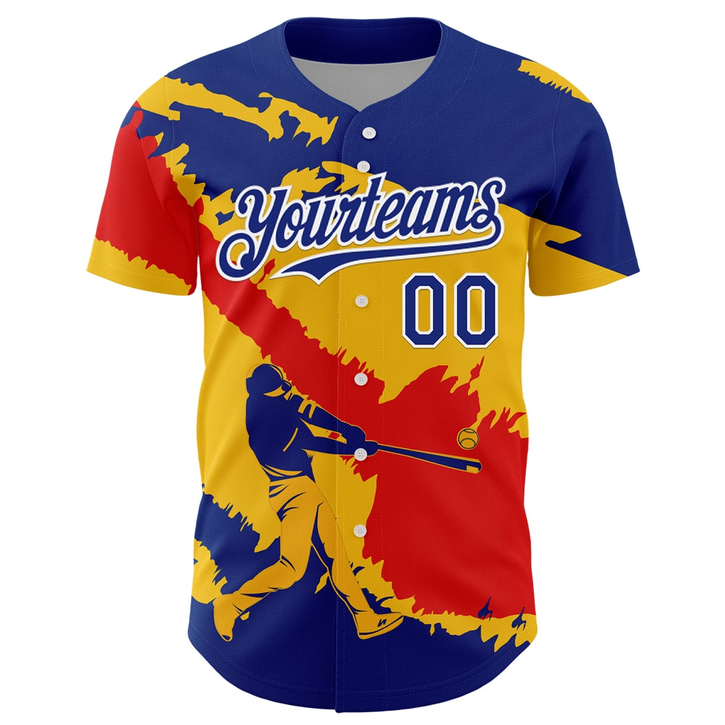 Custom Royal Yellow-Fire Red 3D Venezuela Venezuelan Flag Authentic Baseball Jersey - Sky-Custom
