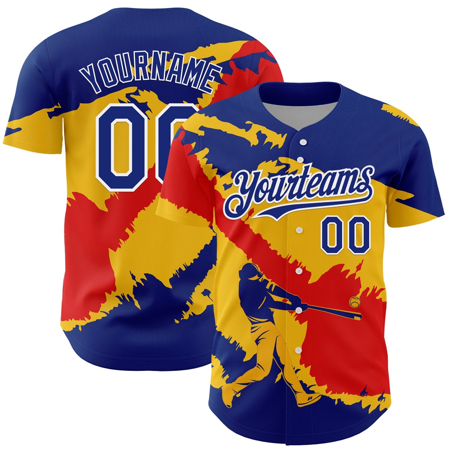 Custom Royal Yellow-Fire Red 3D Venezuela Venezuelan Flag Authentic Baseball Jersey - Sky-Custom