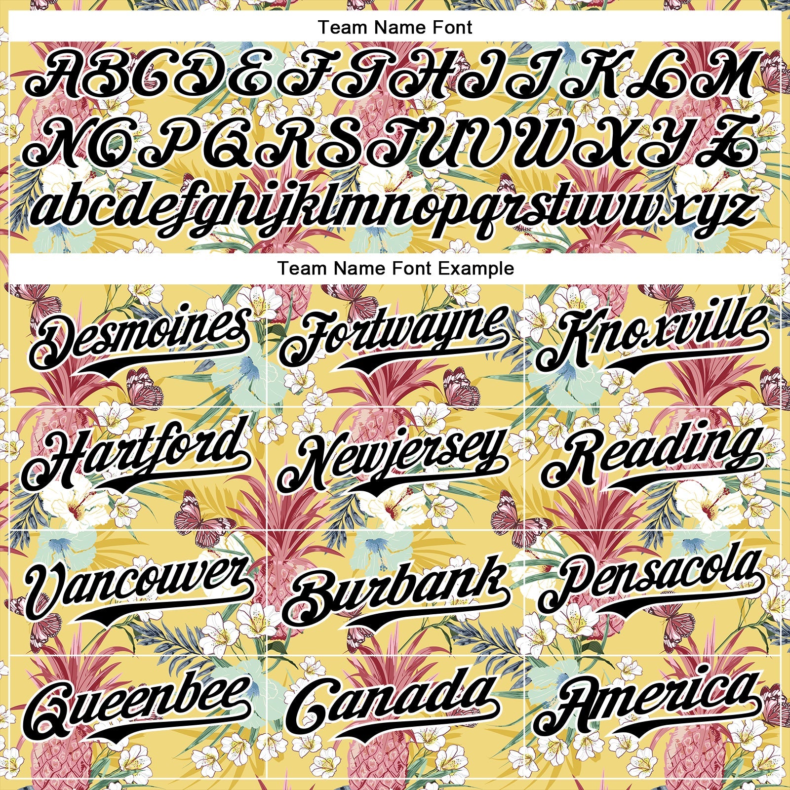 Custom Yellow Black-White 3D Hawaii Tropical Leaves Flower Pineapple Authentic Baseball Jersey - Sky-Custom