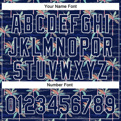 Custom Navy White 3D Hawaii Beach Tropical Palm Tree Authentic Baseball Jersey - Sky-Custom