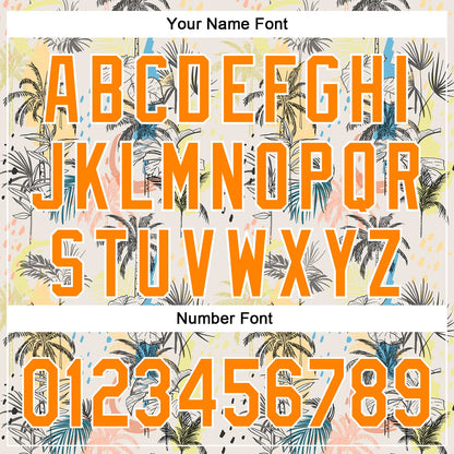 Custom Cream Bay Orange-White 3D Hawaii Tropical Palm Tree Authentic Baseball Jersey - Sky-Custom