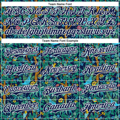 Custom Navy White 3D Hawaii Tropical Jungle Bird Authentic Baseball Jersey - Sky-Custom