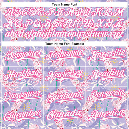 Custom Light Purple White-Pink 3D Hawaii Beach Tropical Octopus Authentic Baseball Jersey - Sky-Custom