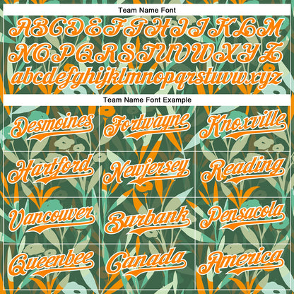 Custom Green Bay Orange-White 3D Hawaii Tropical Leaves And Flowers Authentic Baseball Jersey - Sky-Custom