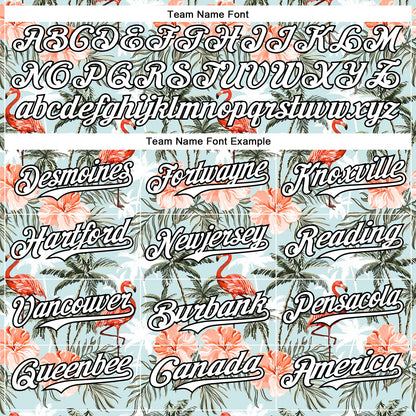 Custom Shadow Blue White-Black 3D Hawaii Tropical Palm Tree Flamingo Authentic Baseball Jersey - Sky-Custom