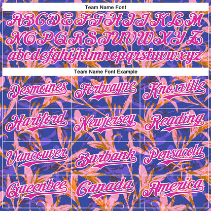 Custom Purple Deep Pink-White 3D Hawaii Tropical Flower Authentic Baseball Jersey - Sky-Custom
