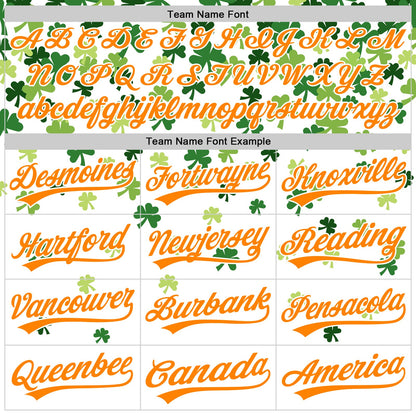 Custom White Bay Orange-Green 3D St. Patrick's Day Shamrock Authentic Baseball Jersey - Sky-Custom