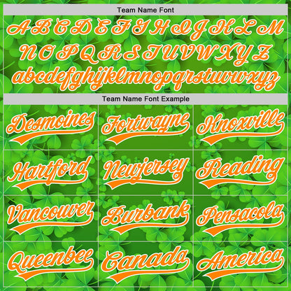 Custom Green Bay Orange-White 3D St. Patrick's Day Shamrock Authentic Baseball Jersey - Sky-Custom
