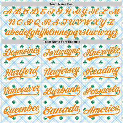 Custom White Bay Orange-Green 3D St. Patrick's Day Shamrock Authentic Baseball Jersey - Sky-Custom