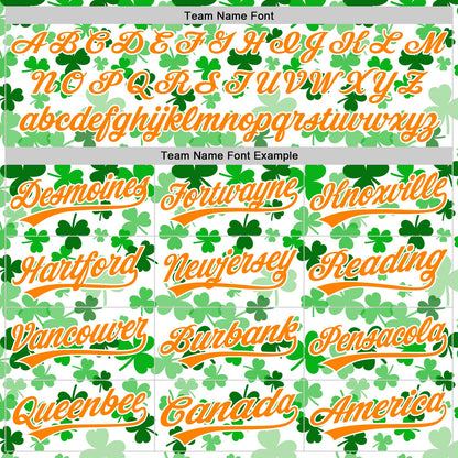 Custom White Bay Orange-Green 3D St. Patrick's Day Shamrock Authentic Baseball Jersey - Sky-Custom