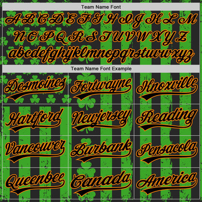 Custom Green Black-Bay Orange 3D St. Patrick's Day Shamrock Authentic Baseball Jersey - Sky-Custom