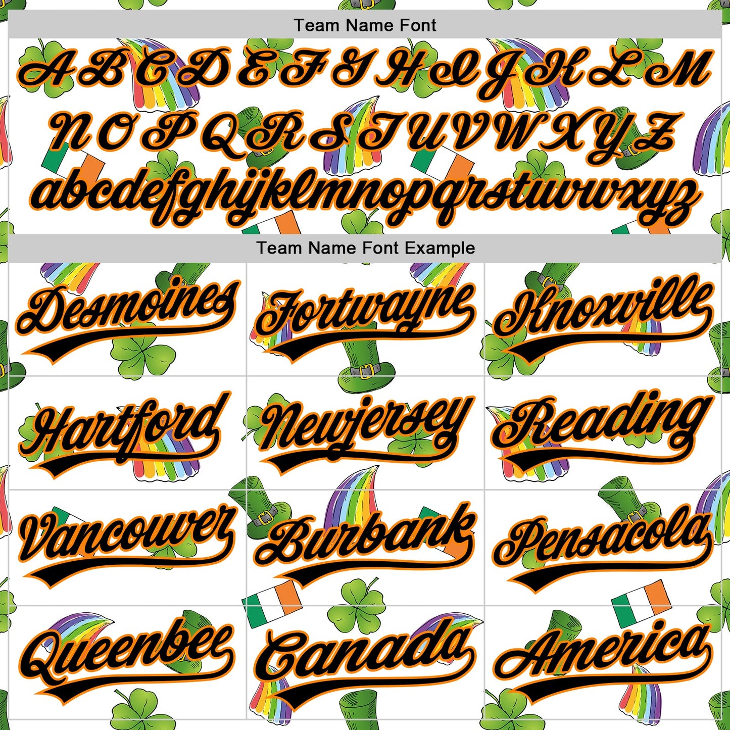 Custom White Black Bay Orange-Green 3D St. Patrick's Day Shamrock Authentic Baseball Jersey - Sky-Custom