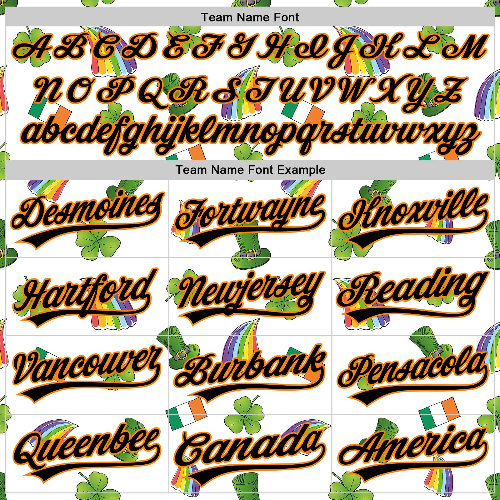 Custom White Black Bay Orange-Green 3D St. Patrick's Day Shamrock Authentic Baseball Jersey - Sky-Custom