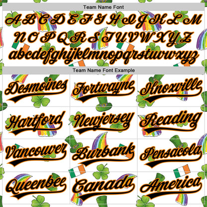 Custom White Black Bay Orange-Green 3D St. Patrick's Day Shamrock Authentic Baseball Jersey - Sky-Custom