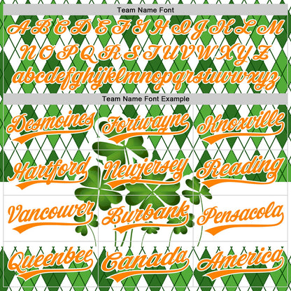Custom White Bay Orange-Green 3D St. Patrick's Day Shamrock Authentic Baseball Jersey - Sky-Custom