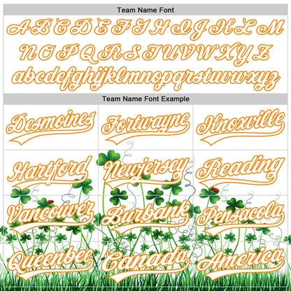 Custom White Bay Orange-Green 3D St. Patrick's Day Shamrock Authentic Baseball Jersey - Sky-Custom