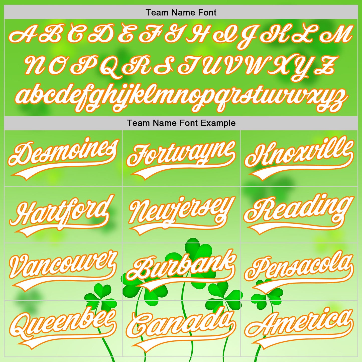 Custom Green White-Bay Orange 3D St. Patrick's Day Shamrock Authentic Baseball Jersey - Sky-Custom