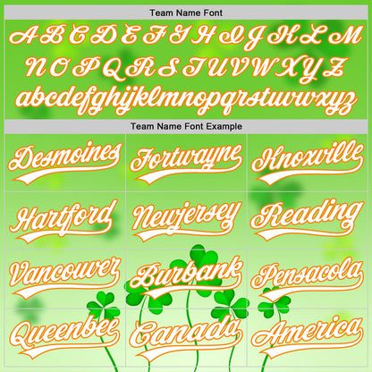 Custom Green White-Bay Orange 3D St. Patrick's Day Shamrock Authentic Baseball Jersey - Sky-Custom