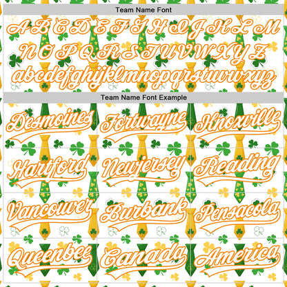 Custom White Bay Orange-Green 3D St. Patrick's Day Shamrock Authentic Baseball Jersey - Sky-Custom