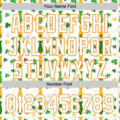 Custom White Bay Orange-Green 3D St. Patrick's Day Shamrock Authentic Baseball Jersey - Sky-Custom