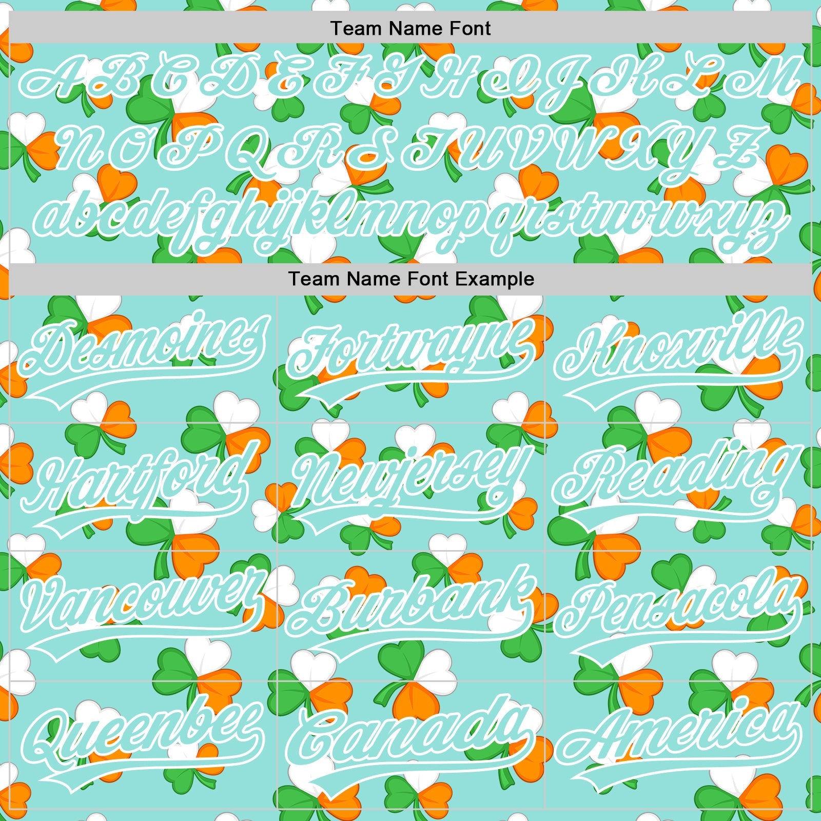 Custom Ice Blue Green-Bay Orange 3D St. Patrick's Day Shamrock Authentic Baseball Jersey - Sky-Custom