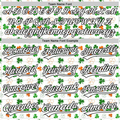 Custom White Black Green-Bay Orange 3D St. Patrick's Day Shamrock Authentic Baseball Jersey - Sky-Custom