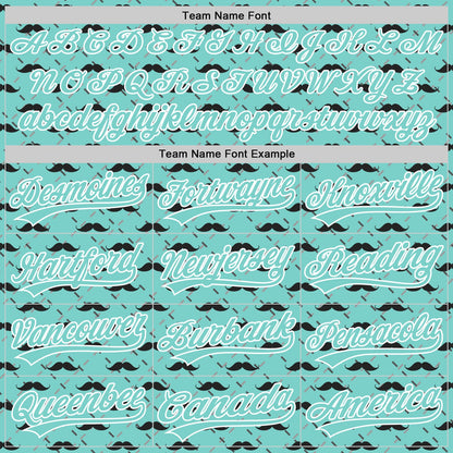 Custom Ice Blue White 3D Pattern Design Father's Day Mustache Authentic Baseball Jersey - Sky-Custom