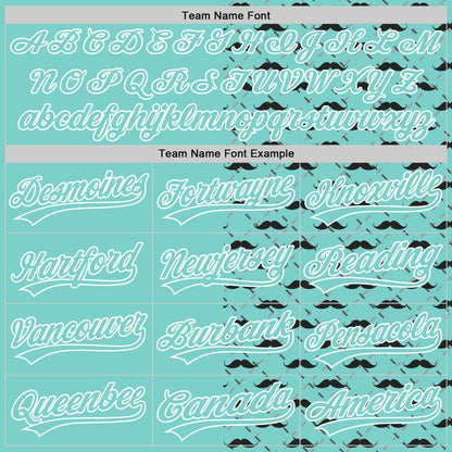 Custom Ice Blue White 3D Pattern Design Father's Day Mustache Authentic Baseball Jersey - Sky-Custom