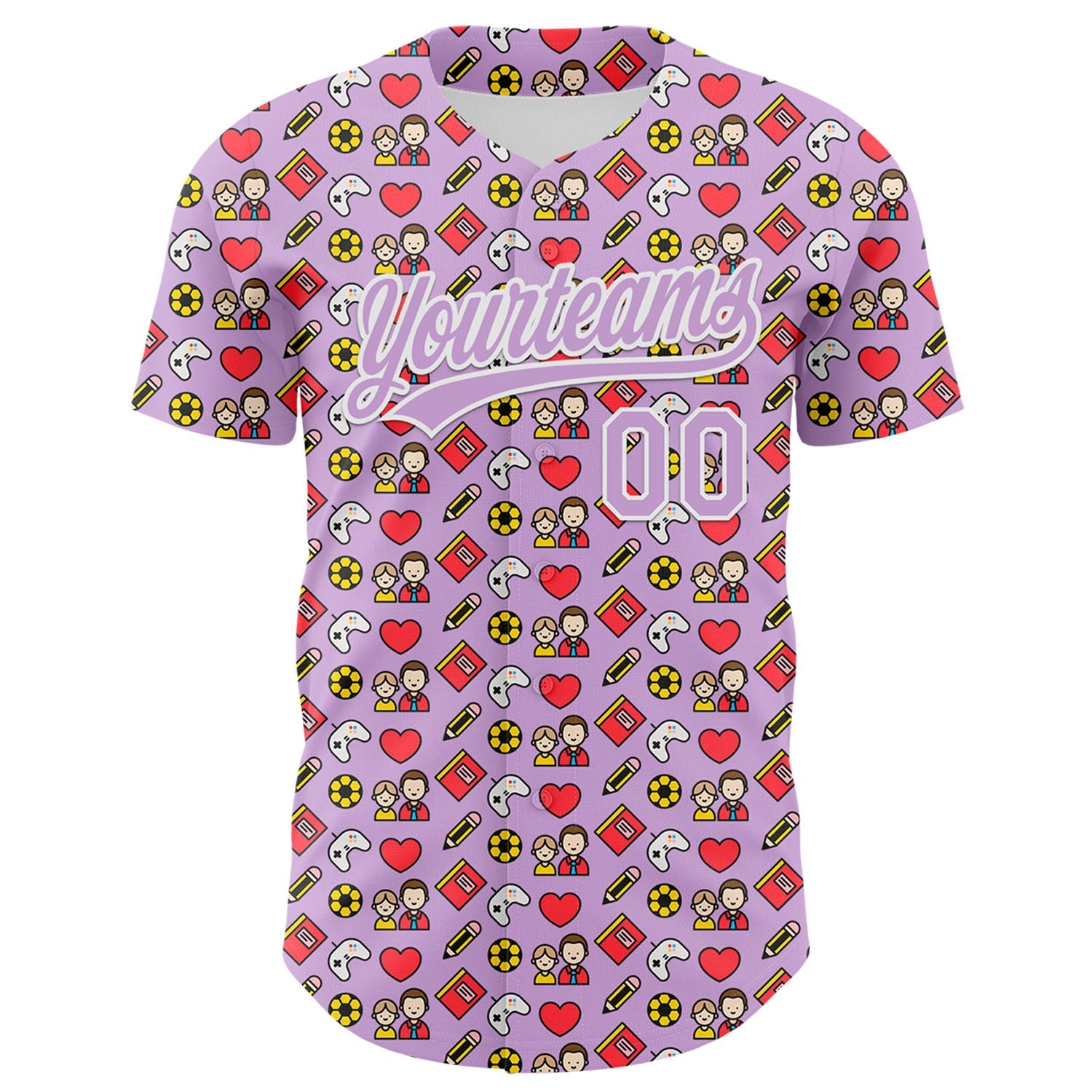 Custom Light Purple White 3D Pattern Design Father's Day Family Love Authentic Baseball Jersey - Sky-Custom