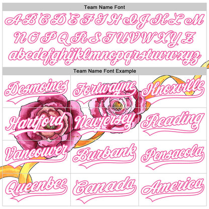 Custom White Pink 3D Pattern Design Mother's Day Flower Authentic Baseball Jersey - Sky-Custom