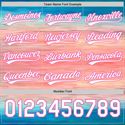 Custom Sky Blue White-Pink 3D Pattern Design Mother's Day Love Authentic Baseball Jersey - Sky-Custom