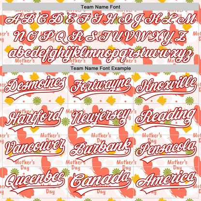 Custom White Red 3D Pattern Design Mother's Day Love Authentic Baseball Jersey - Sky-Custom