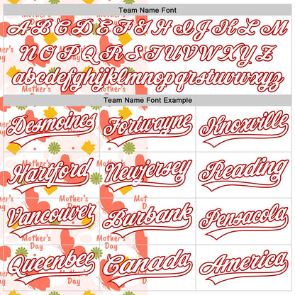 Custom White Red 3D Pattern Design Mother's Day Love Authentic Baseball Jersey - Sky-Custom