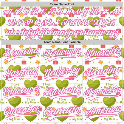 Custom White Pink 3D Pattern Design Mother's Day Love Authentic Baseball Jersey - Sky-Custom