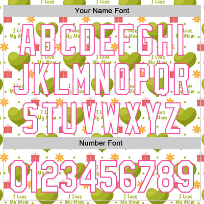 Custom White Pink 3D Pattern Design Mother's Day Love Authentic Baseball Jersey - Sky-Custom