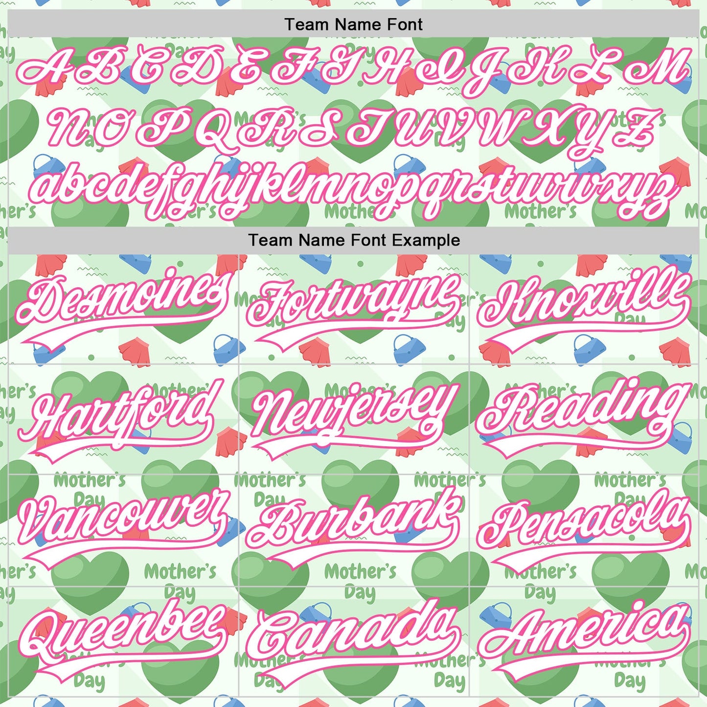 Custom Green White-Pink 3D Pattern Design Mother's Day Love Authentic Baseball Jersey - Sky-Custom