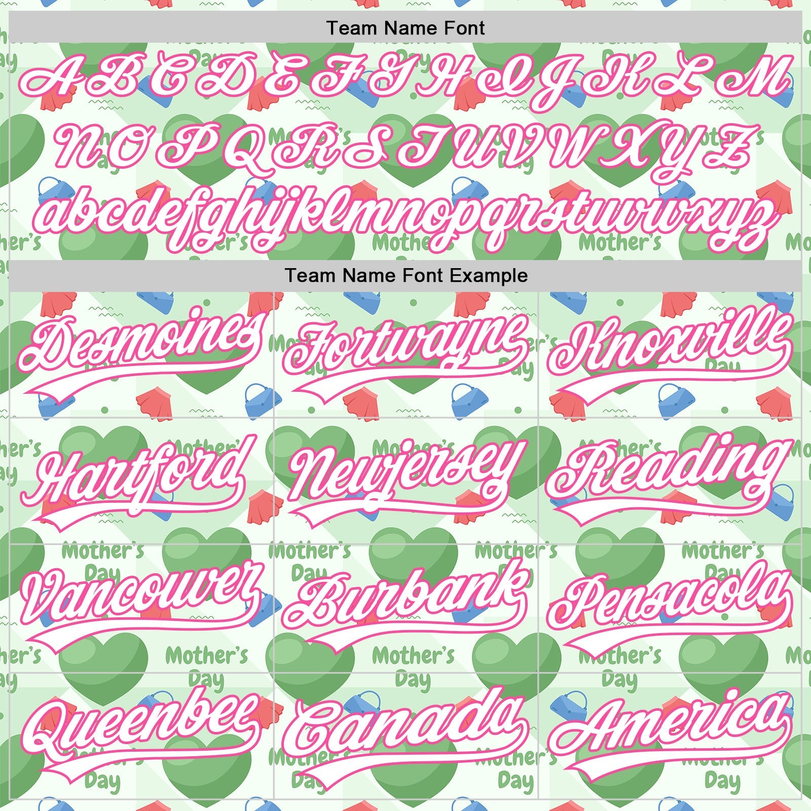 Custom Green White-Pink 3D Pattern Design Mother's Day Love Authentic Baseball Jersey - Sky-Custom