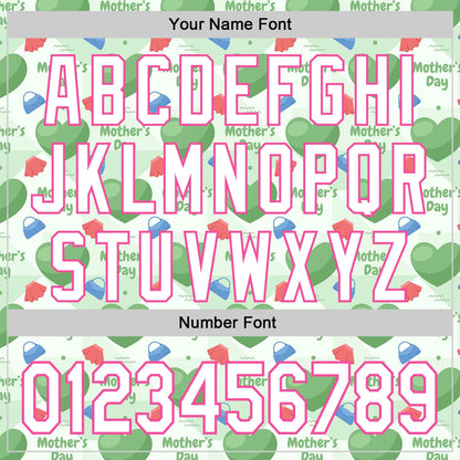 Custom Green White-Pink 3D Pattern Design Mother's Day Love Authentic Baseball Jersey - Sky-Custom
