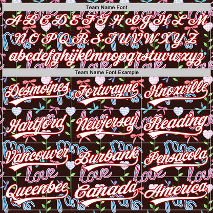 Custom Brown White-Red 3D Pattern Design Mother's Day Love Authentic Baseball Jersey - Sky-Custom