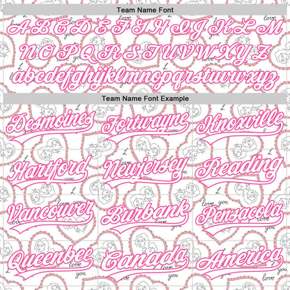 Custom White Pink 3D Pattern Design Mother's Day Love Authentic Baseball Jersey - Sky-Custom