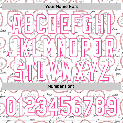 Custom White Pink 3D Pattern Design Mother's Day Love Authentic Baseball Jersey - Sky-Custom