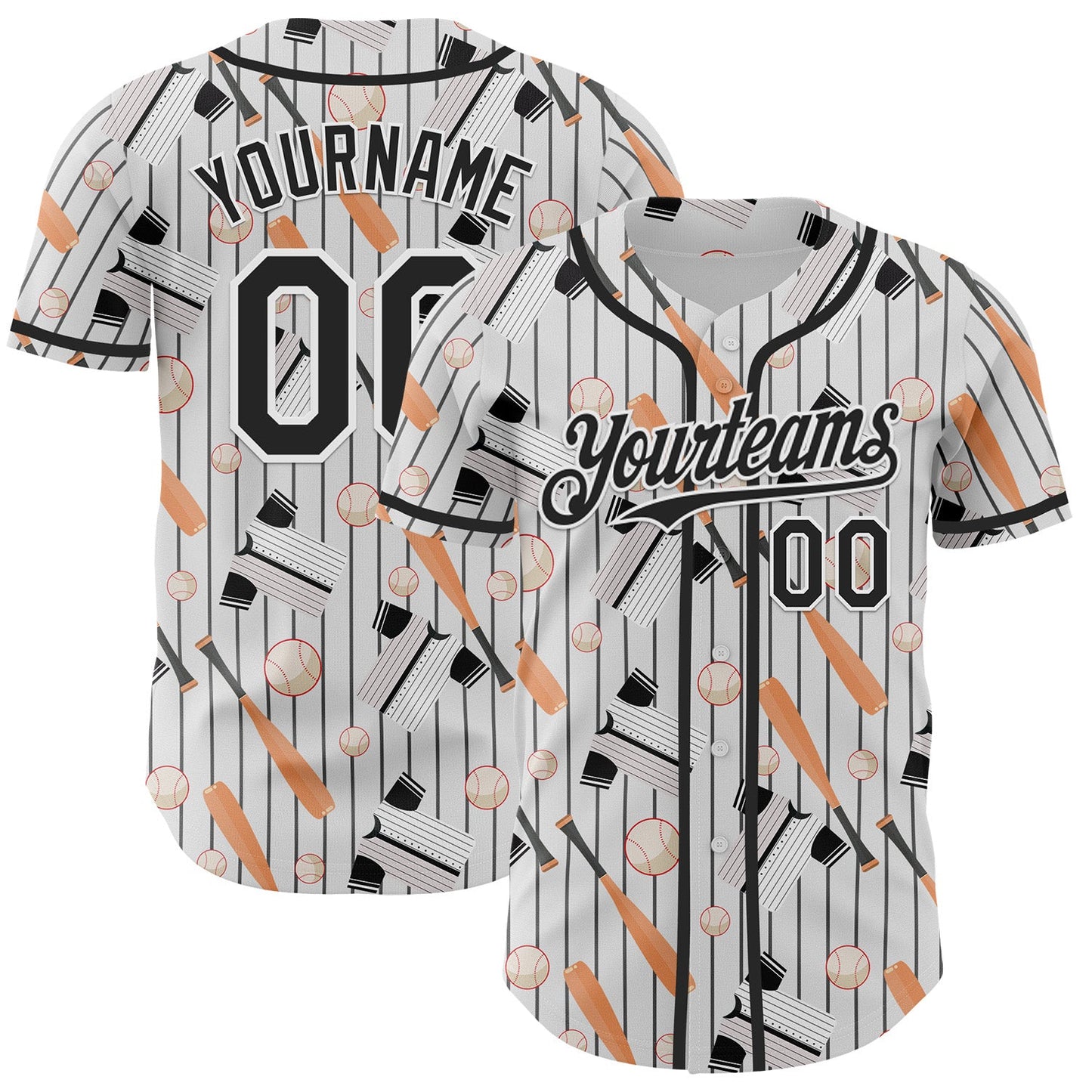 Custom White Black Comic Doodle Ballgame 3D Pattern Design Authentic Baseball Jersey - Sky-Custom