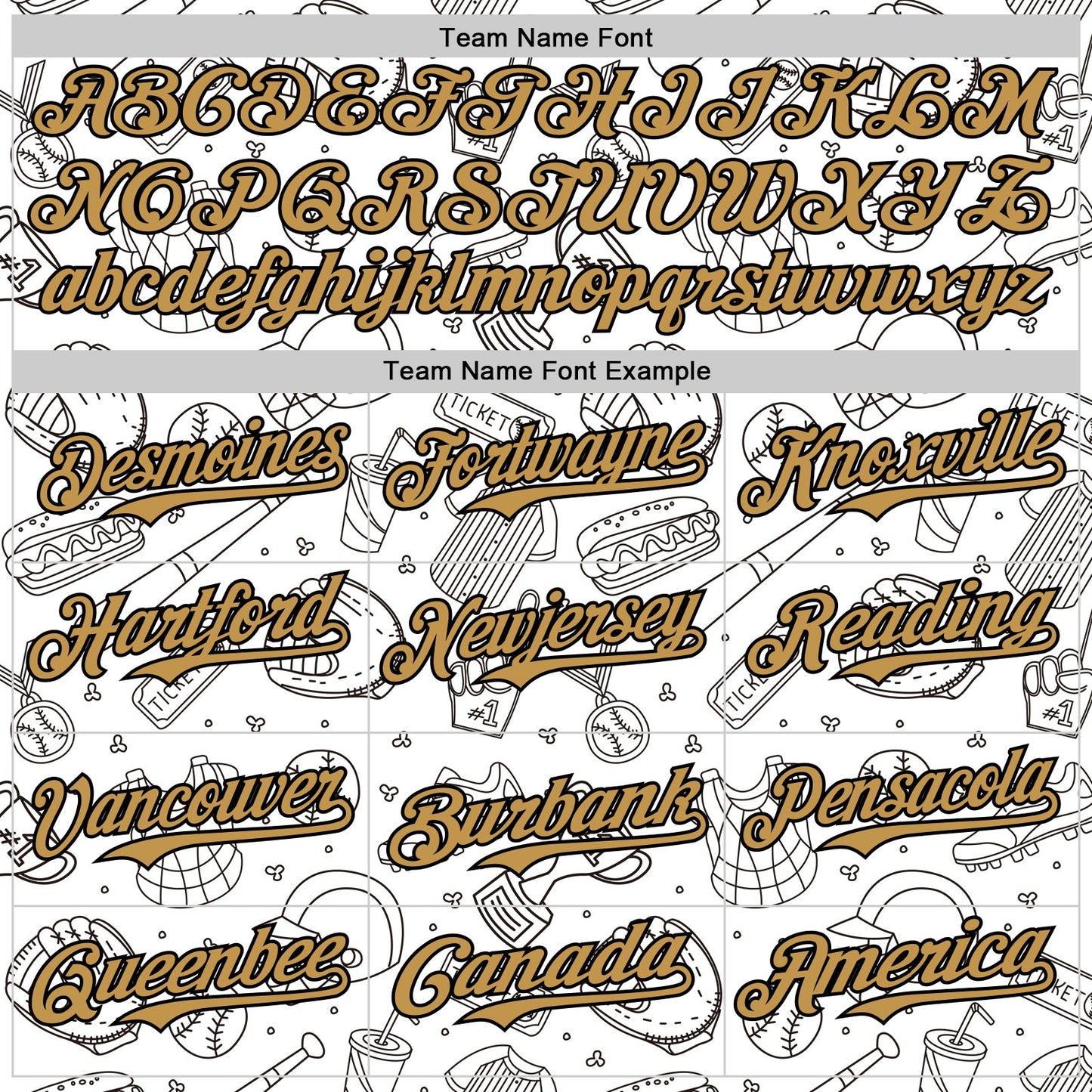Custom White Old Gold-Black Comic Doodle Ballgame 3D Pattern Design Authentic Baseball Jersey - Sky-Custom