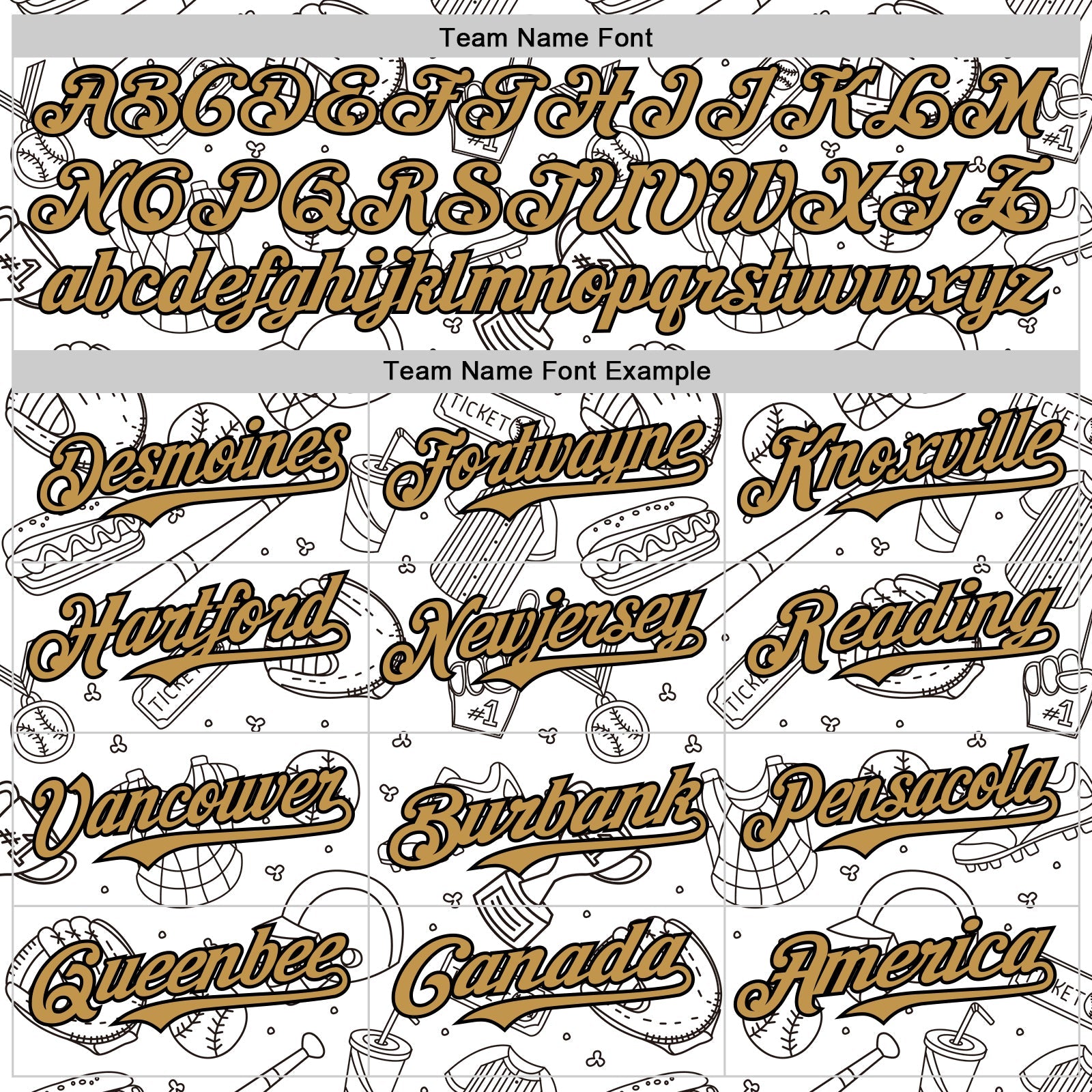 Custom White Old Gold-Black Comic Doodle Ballgame 3D Pattern Design Authentic Baseball Jersey - Sky-Custom