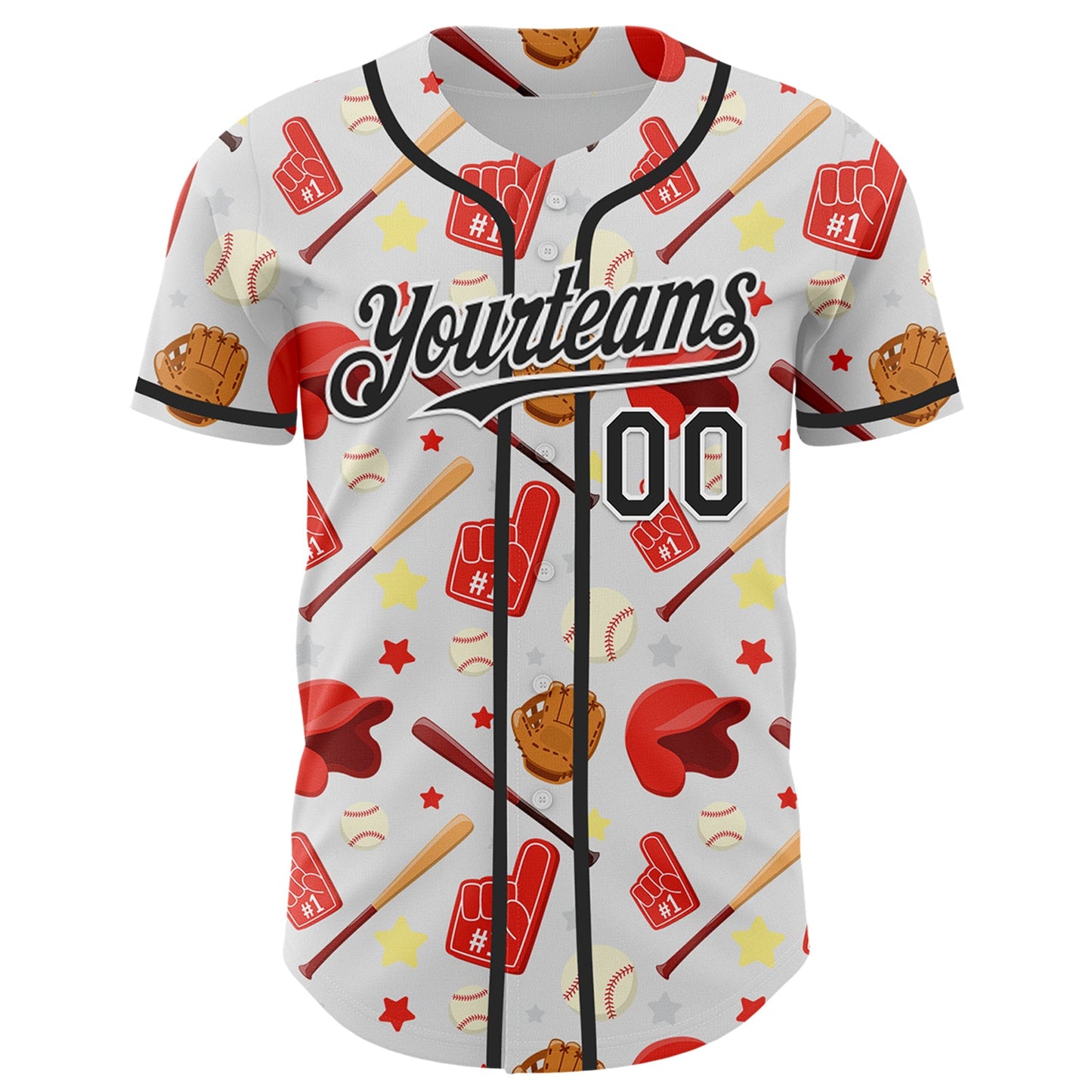 Custom White Black Comic Doodle Ballgame 3D Pattern Design Authentic Baseball Jersey - Sky-Custom