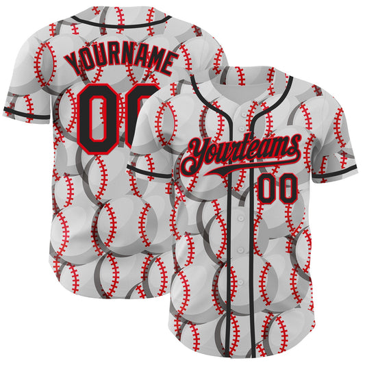 Custom White Black-Fire Red Comic Doodle Ballgame 3D Pattern Design Authentic Baseball Jersey - Sky-Custom