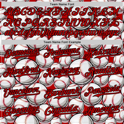 Custom Red Black-White Comic Doodle Ballgame 3D Pattern Design Authentic Baseball Jersey - Sky-Custom