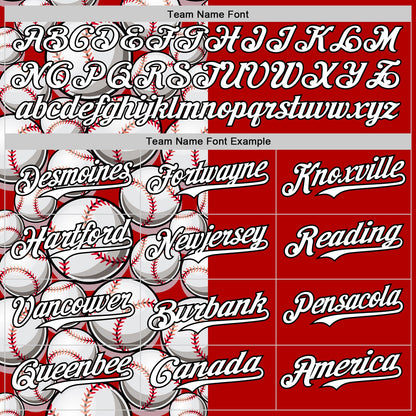 Custom Red White-Black Comic Doodle Ballgame 3D Pattern Design Authentic Baseball Jersey - Sky-Custom