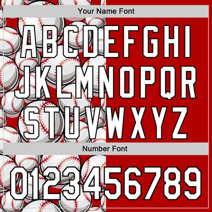 Custom Red White-Black Comic Doodle Ballgame 3D Pattern Design Authentic Baseball Jersey - Sky-Custom