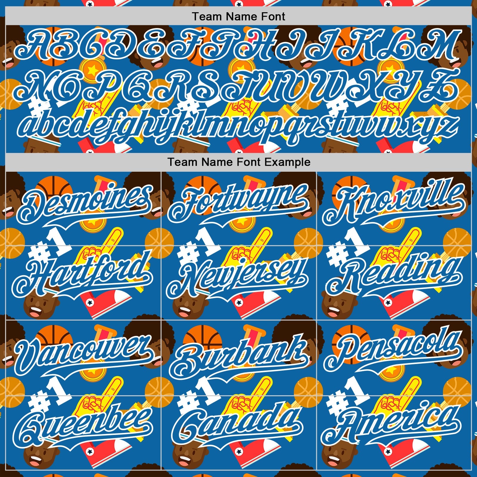 Custom Blue White Comic Doodle Ballgame 3D Pattern Design Authentic Baseball Jersey - Sky-Custom